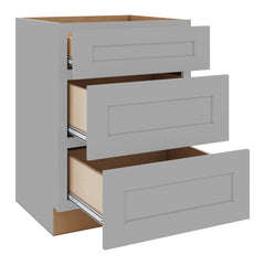 J&K Castle Grey S5 Vanity 3 Drawer Base 24" W x 33" H x 21" D