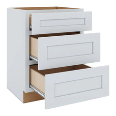 J&K White Shaker S8 Vanity 3 Drawer Base 24" W x 33" H x 21" D