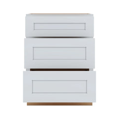 J&K White Shaker S8 Vanity 3 Drawer Base 24" W x 33" H x 21" D