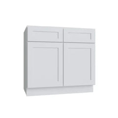 Kitchen Cabinet Distributors Shaker White 5PC Double Door Standard Base Cabinet - 36"W