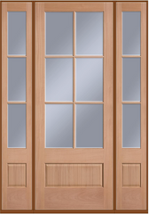 5/9x8/0 Exterior Mahogany Door 6 Lite with Sidelights with Panolock Multipoint Set