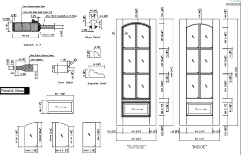 36x96 in. Exterior Mahogany Door Slab | Arched 6 Lite