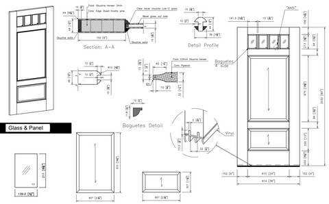 36x80 in Exterior Mahogany Door Slab | 4 Lite