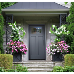 Hometown 3/0x6/8 Single Prehung Fiberglass Door in Gray