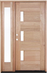 53 in x 80 in Exterior Mahogany Door | Three Line Glass with One Sidelite