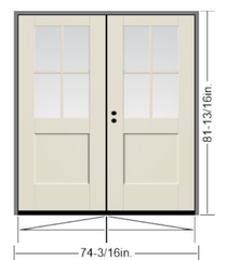 Therma-Tru 6/0x6/8 Double 4 Lite Prehung Fiberglass Door