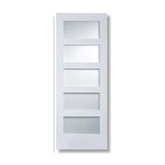Shaker 5-Lite Frosted Glass Solid Core Primed MDF Interior Door Slab