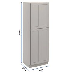 CNC Luxor 5-Piece Misty Grey 30" W X 24" D X 90" H Double Door Utility Cabinet