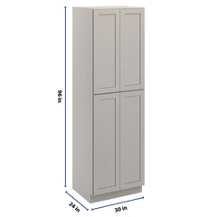 CNC Luxor Misty Grey 30" W X 24" D X 96" H Double Door Utility Cabinet