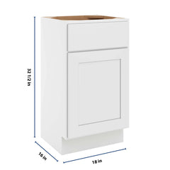 CNC Luxor White 18" W Single Door Vanity Sink Base Cabinet