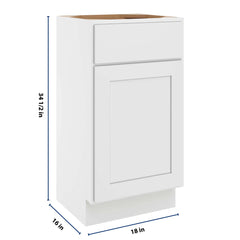 CNC Luxor White 18" W X 34 1/2" H Single Door Vanity Sink Base Cabinet