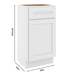 CNC Luxor 5-Piece White 18" W X 34 1/2" H Single Door Vanity Sink Base Cabinet