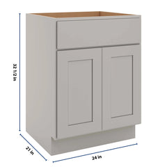 CNC Luxor Misty Grey 24" W Double Door Vanity Sink Base Cabinet
