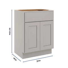 CNC Luxor Misty Grey 24" W X 18" H Double Door Vanity Sink Base Cabinet