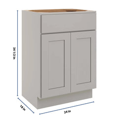 CNC Luxor Misty Grey 24" W X 34 1/2" H X 18" D Double Door Vanity Sink Base Cabinet