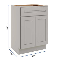 CNC Luxor 5-Piece Misty Grey 24" W X 34 1/2" H X 18" D Double Door Vanity Sink Base Cabinet