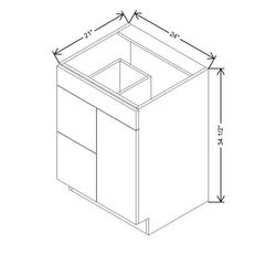 CNC Classic Broadway Graphite 24" W Single Door 2 Drawers Left Vanity Sink Base Cabinet