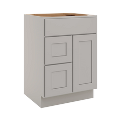CNC Luxor Misty Grey 24" W Single Door 2 Drawers Left Vanity Sink Base Cabinet