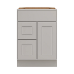 CNC Luxor Misty Grey 24" W Single Door 2 Drawers Left Vanity Sink Base Cabinet