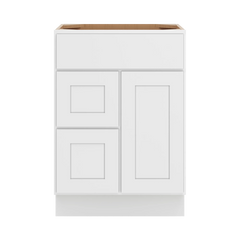 CNC Luxor White 24" W Single Door 2 Drawers Left Vanity Sink Base Cabinet