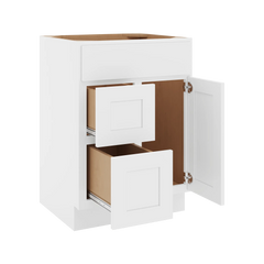 CNC Luxor White 24" W Single Door 2 Drawers Left Vanity Sink Base Cabinet