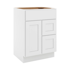 CNC Luxor White 24" W Single Door 2 Drawers Right Vanity Sink Base Cabinet