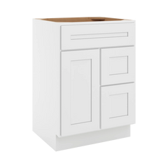 CNC Luxor 5-Piece White 24" W Single Door 2 Drawers Right Vanity Sink Base Cabinet