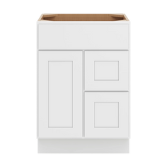 CNC Luxor White 24" W Single Door 2 Drawers Right Vanity Sink Base Cabinet