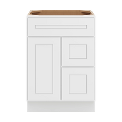 CNC Luxor 5-Piece White 24" W Single Door 2 Drawers Right Vanity Sink Base Cabinet
