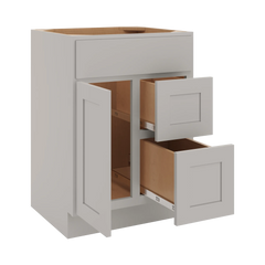 CNC Luxor Misty Grey 24" W Single Door 2 Drawers Right Vanity Sink Base Cabinet
