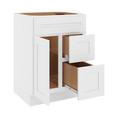 CNC Luxor 5-Piece White 24" W Single Door 2 Drawers Right Vanity Sink Base Cabinet