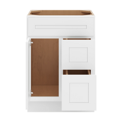 CNC Luxor 5-Piece White 24" W Single Door 2 Drawers Right Vanity Sink Base Cabinet