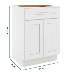 CNC Luxor 5-Piece White 24" W X 34 1/2" H X 21" D Double Door Vanity Sink Base Cabinet