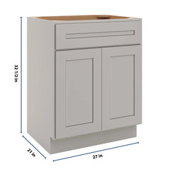CNC Luxor 5-Piece Misty Grey 27" W X 34 1/2" H X 21" D Double Door Vanity Sink Base Cabinet