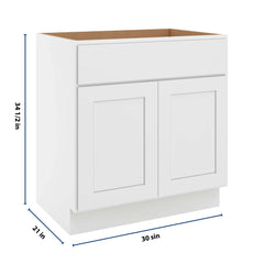 CNC Luxor White 30" W Double Door Vanity Sink Base Cabinet