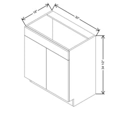 CNC Luxor Misty Grey 30" W X 34 1/2" H X 18" D Double Door Vanity Sink Base Cabinet