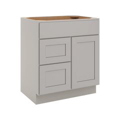 CNC Luxor Misty Grey 30" W Single Door 2 Drawers Left Vanity Sink Base Cabinet