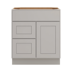 CNC Luxor Misty Grey 30" W Single Door 2 Drawers Left Vanity Sink Base Cabinet
