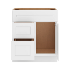 CNC Luxor 5-Piece White 30" W Single Door 2 Drawers Left Vanity Sink Base Cabinet