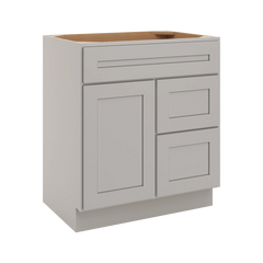 CNC Luxor 5-Piece Misty Grey 30" W Single Door 2 Drawers Right Vanity Sink Base Cabinet