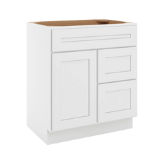CNC Luxor 5-Piece White 30" W Single Door 2 Drawers Right Vanity Sink Base Cabinet