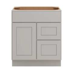 CNC Luxor Misty Grey 30" W Single Door 2 Drawers Right Vanity Sink Base Cabinet