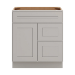 CNC Luxor 5-Piece Misty Grey 30" W Single Door 2 Drawers Right Vanity Sink Base Cabinet