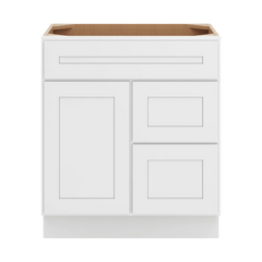 CNC Luxor 5-Piece White 30" W Single Door 2 Drawers Right Vanity Sink Base Cabinet