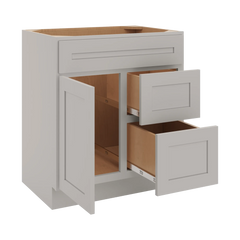 CNC Luxor 5-Piece Misty Grey 30" W Single Door 2 Drawers Right Vanity Sink Base Cabinet