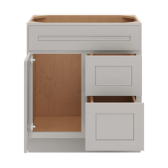 CNC Luxor 5-Piece Misty Grey 30" W Single Door 2 Drawers Right Vanity Sink Base Cabinet