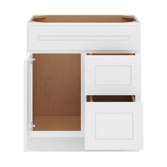 CNC Luxor 5-Piece White 30" W Single Door 2 Drawers Right Vanity Sink Base Cabinet