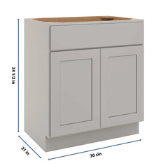 CNC Luxor Misty Grey 30" W X 34 1/2" H X 21" D Double Door Vanity Sink Base Cabinet