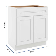 CNC Luxor 5-Piece White 30" W X 34 1/2" H X 21" D Double Door Vanity Sink Base Cabinet
