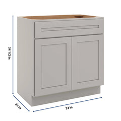 CNC Luxor 5-Piece Misty Grey 33" W X 34 1/2" H X 21" D Double Door Vanity Sink Base Cabinet